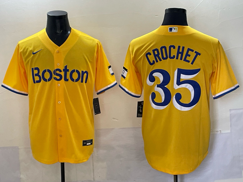 Men 2025 Boston Red Sox #35 Crochet yellow Nike MLB Jersey style 002->->